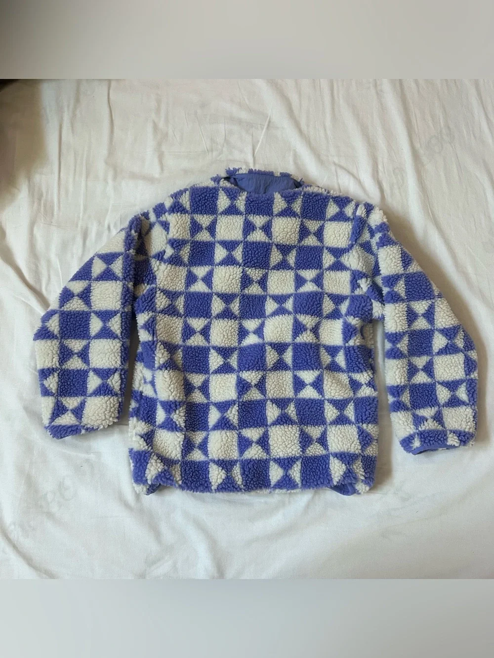Hanna andersson quilt print purple fleece Sherpa jacket size 6